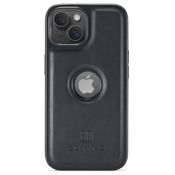 DG.MING Mobilskal till iPhone 14 Plus Anti-Fall Läder PC+TPU Svart