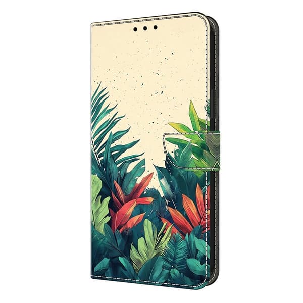 Samsung Galaxy S26 Plus Plånboksfodral Mönstertryck Konstläder Flip Ställ Leaves