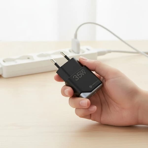 Forcell Hurtigoplader USB C 35W GaN III PD 3A F-Energi - Sort Svart