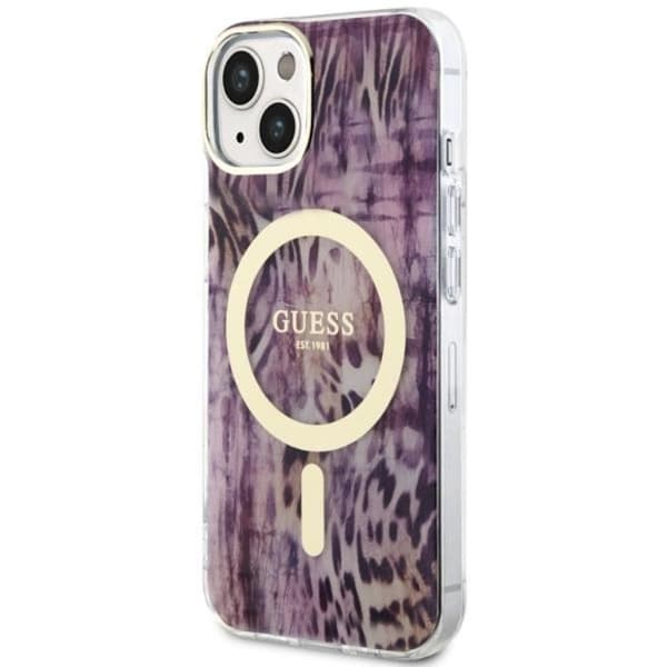 Guess iPhone 14 Mobilskal MagSafe Leopard - Rosa Rosa