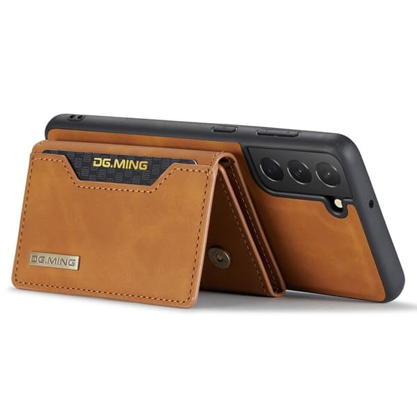 DG.MING Samsung Galaxy S24 Konstläder Plånboksfodral Kickstand Brun