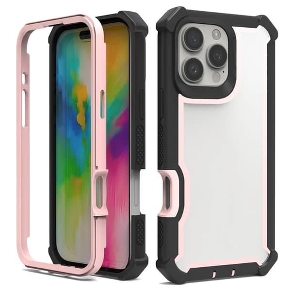 Mobilskal till iPhone 16 Pro TPU + PC Shockproof - Svart/Roséguld Roséguld