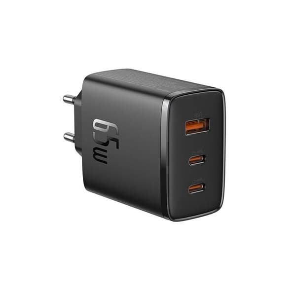 Baseus GaN seinäteulaite 2x USB-C - USB-A 65W Cube Pro - Musta Black