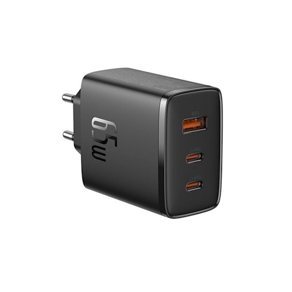 Baseus GaN Väggladdare 2x USB-C Till USB-A 65W Cube Pro - Svart Svart