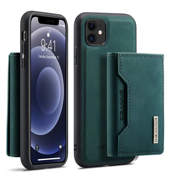 DG.MING 2-in-1 Konstläder Plånboksfodral iPhone 11 6.1 tum - Grön