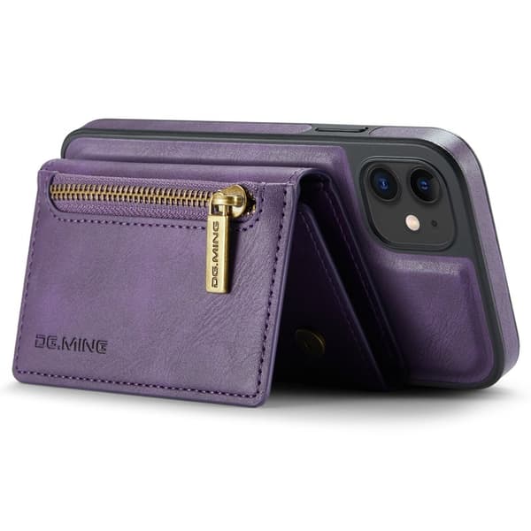 DG.MING iPhone 11 Konstläder Plånboksfodral med Kortfickor - Lila