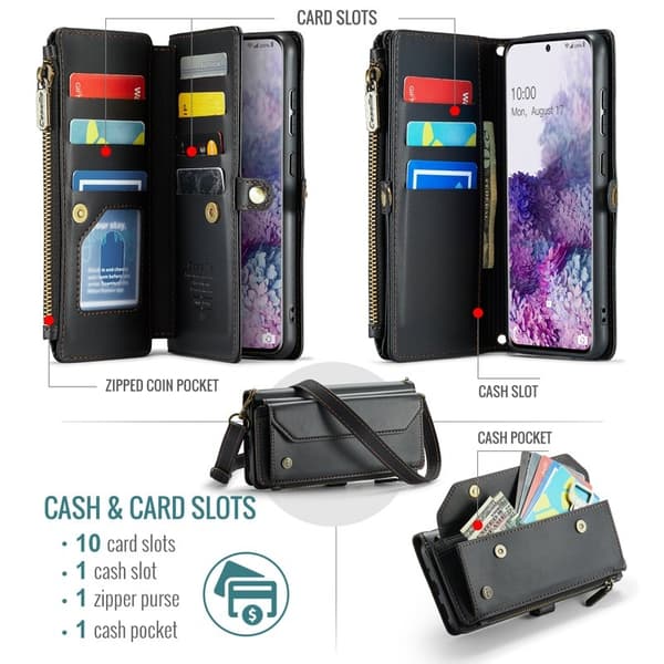 CASEME Plånboksfodral Konstläder för Samsung Galaxy S20 Plus - Svart