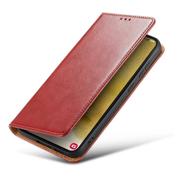 FIERRE SHANN för Samsung Galaxy S24 Plånboksfodral Konstläder - Röd