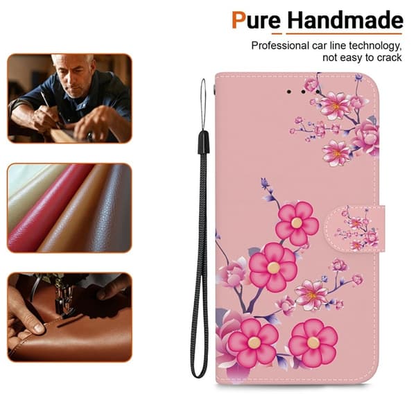 Sony Xperia 10 VII Konstläder Plånboksfodral Pattern Printing - Sakura Rosa