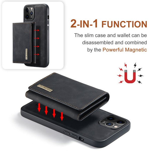 DG.MING Plånboksfodral med Ställ för iPhone 12 Pro Max - Svart