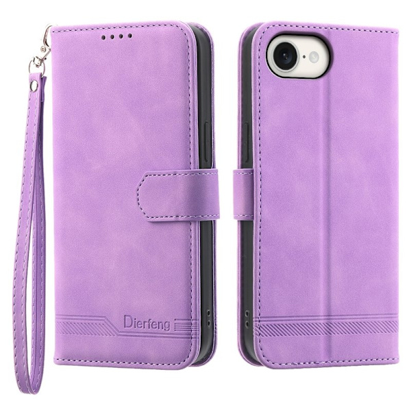 DIERFENG DF-03 iPhone 16e Plånboksfodral i Konstläder - Lila