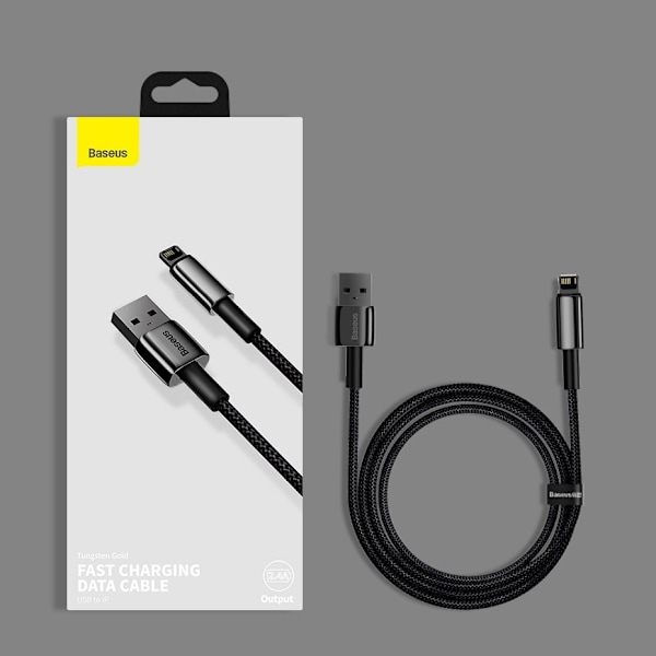 Baseus Tungsten USB-A till Lightning kabel 2m - Svart Black