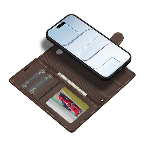 LC.IMEEKE L2 Series iPhone Air Plånboksfodral Konstläder - Brun