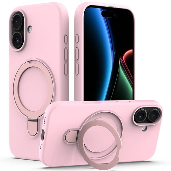 Mobilskal till iPhone 17 MagSafe Kickstand PC + Silikon - Grårosa Rosa