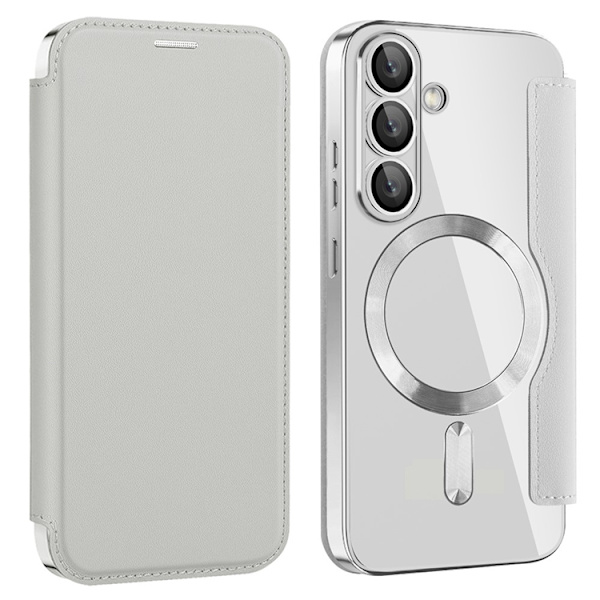 Galaxy S25 Plånboksfodral MagSafe RFID-Skydd - Silver Silver