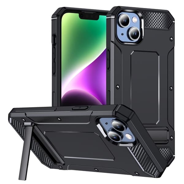 Mobilskal till iPhone 14 Plus Kickstand Shockproof - Svart Svart