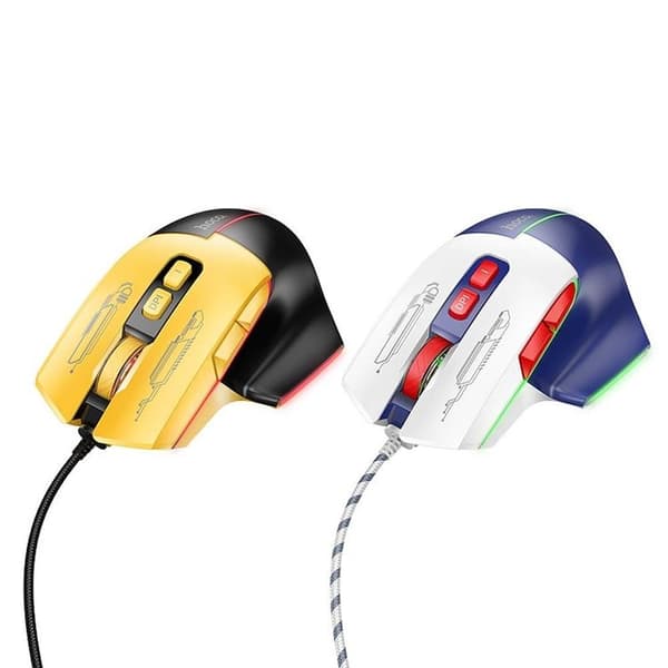 Hoco Wired Gaming Mus USB-A 3600DPI - Svart/Gul Svart