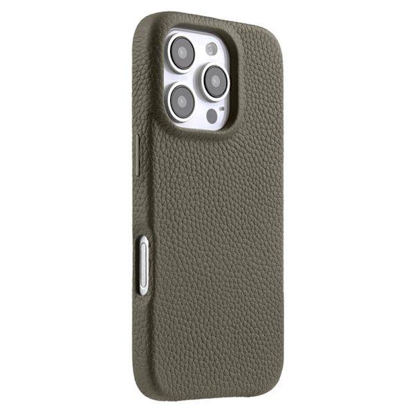 MELKCO Mobilskal till iPhone 16 Pro Max Magnetiskt Äkta Läder PC Grå