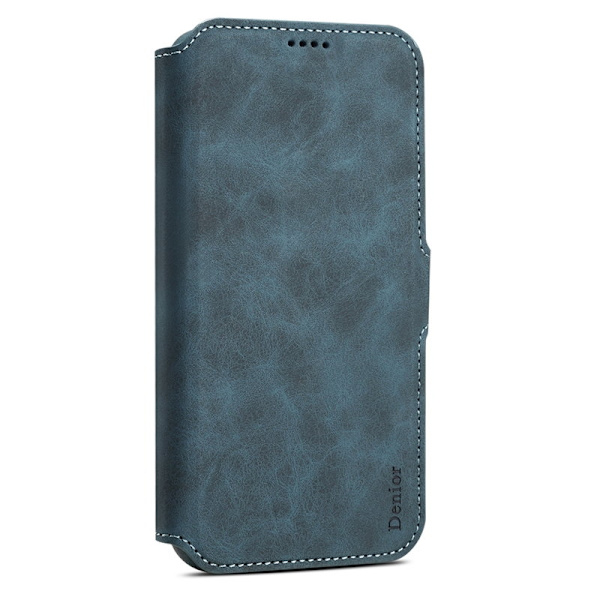 DENIOR B06 iPhone 16 Pro Plånboksfodral Magnetiskt Löst Konstläder Blå