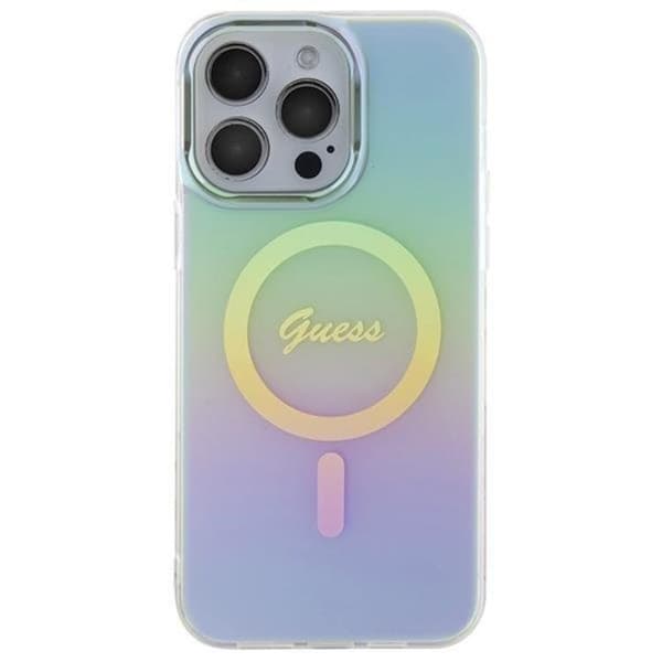 Guess iPhone 15 Pro -puhelinkuori Magsafe IML Iridescent - turkoosi Blå