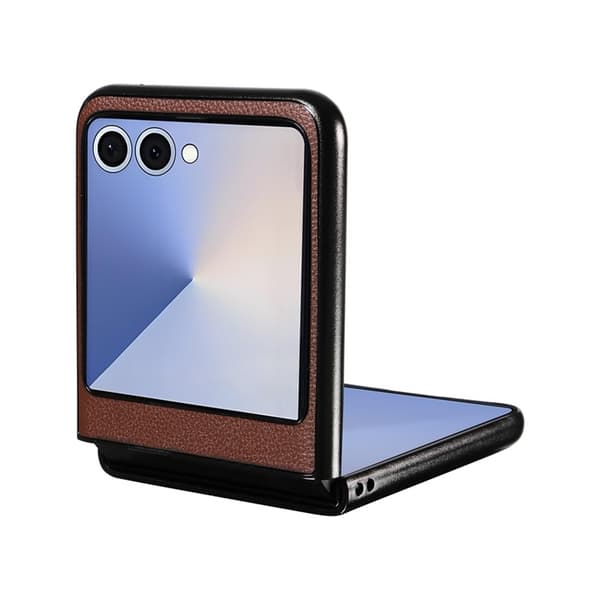 Mobilskal till Galaxy Z Flip7 Litchi Texture Läder - Brun Brun