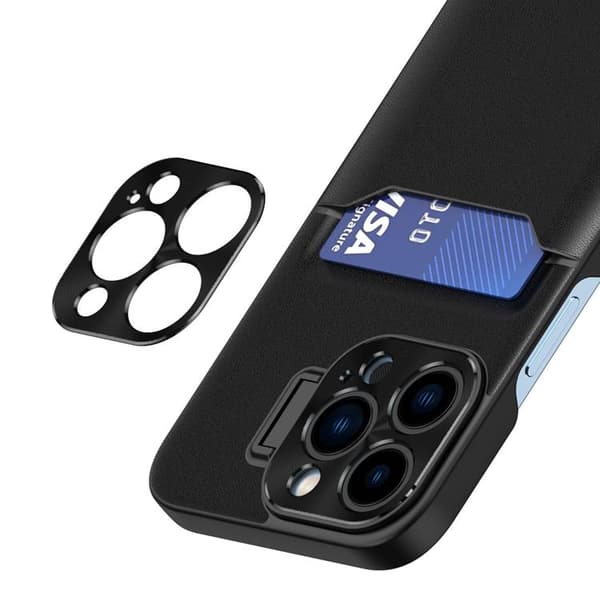 Galaxy S23 Plus -puhelinkotelo korttikotelo nahkainen jalusta - Musta Black