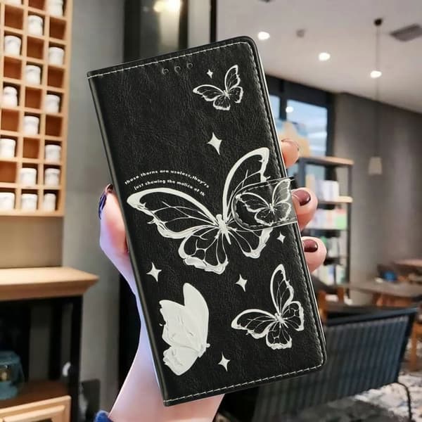 Samsung Galaxy S26 Edge Plånboksfodral Mönstertryck Flip Konstläder - Fjäril