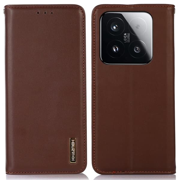 KHAZNEH Xiaomi 15T Plånboksfodral Äkta läder - Brun
