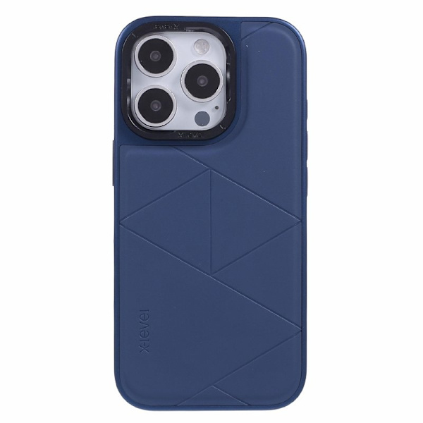 X-LEVEL Mobilskal till iPhone 16 Pro Geometrisk PC+TPU Läder Blå