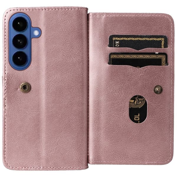 Samsung Galaxy S26 / S26 Pro Plånboksfodral Ställ Konstläder - Roséguld