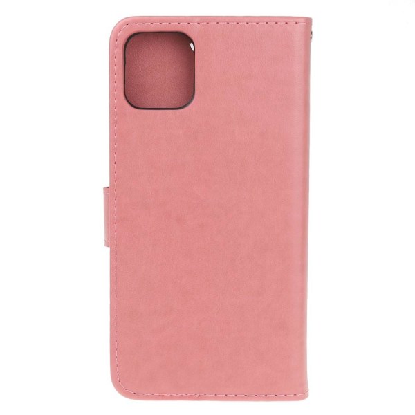 Imprint nahkainen lompakkokotelo iPhone 12 Mini - vaaleanpunainen