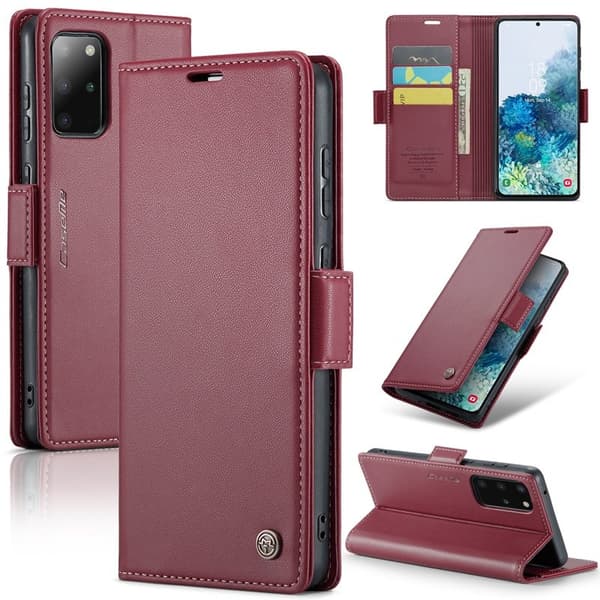 CASEME Plånboksfodral Konstläder för Samsung Galaxy S20 Plus - Röd