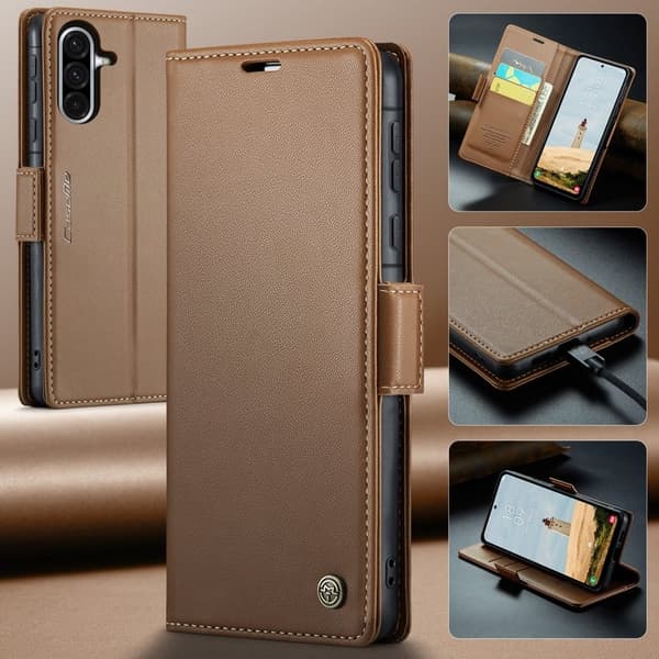 CASEME Plånboksfodral Konstläder för Samsung Galaxy A56 5G - Brun
