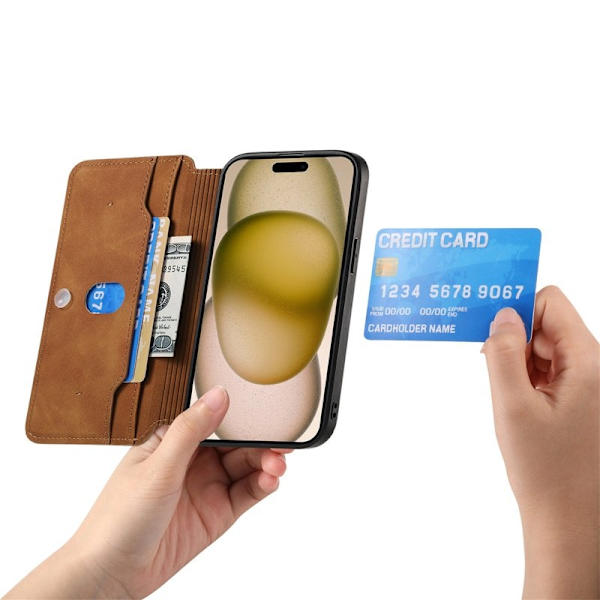 CASENEO iPhone 16e Plånboksfodral Konstläder - Brun