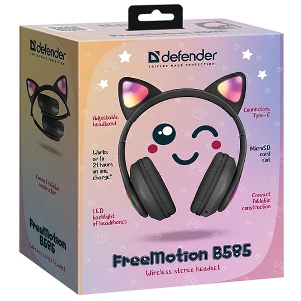 Defender Over-Ear Hörlurar Bluetooth Freemotion B585 Black