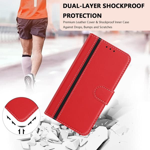 Plånboksfodral för Samsung Galaxy S26 Plus Magnetiskt Konstläder - Röd