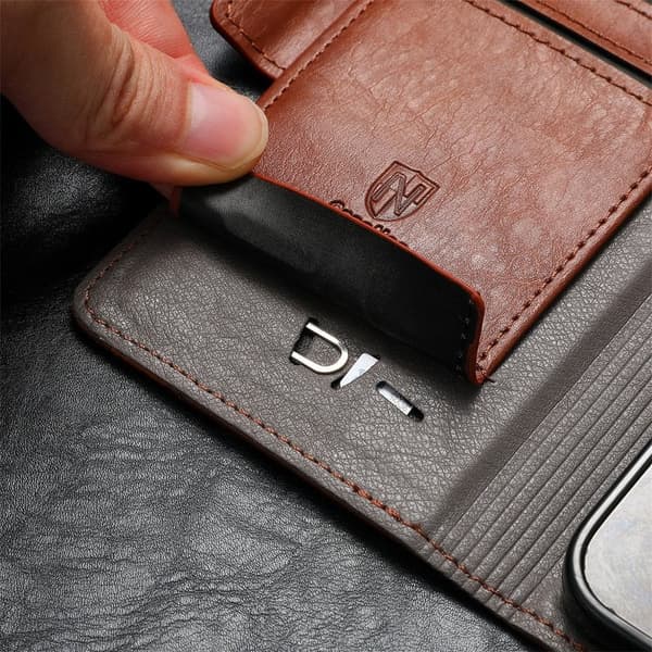 CASENEO iPhone 16e Plånboksfodral i Konstläder med RFID-skydd - Mörkbrun