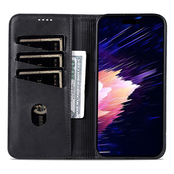 AZNS iPhone 17 Pro Max Plånboksfodral Konstläder - Svart