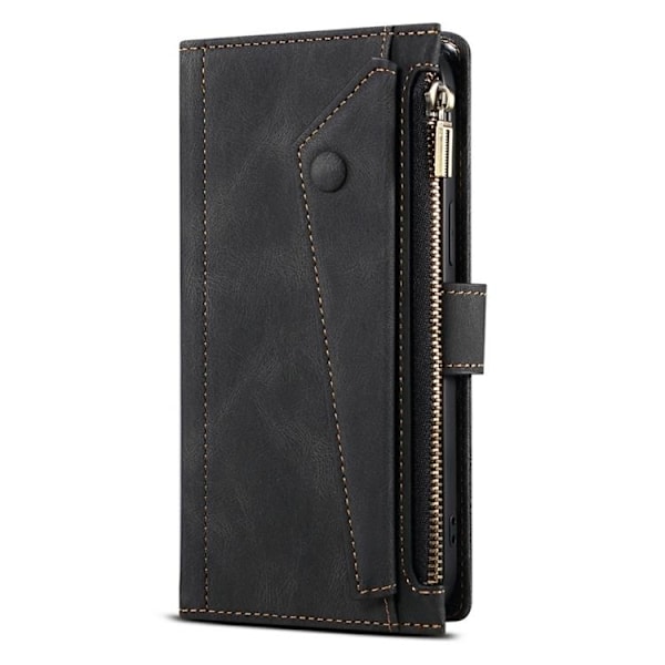 iPhone 14 Pro Plånboksfodral Flap Zipper Strap - Svart Svart