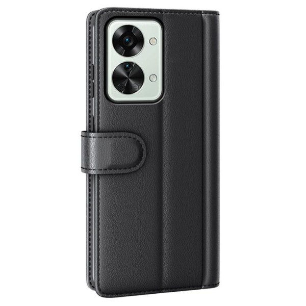 OnePlus Nord 2T 5G lompakkokotelo aitoa nahkaa läppäkotelo - musta