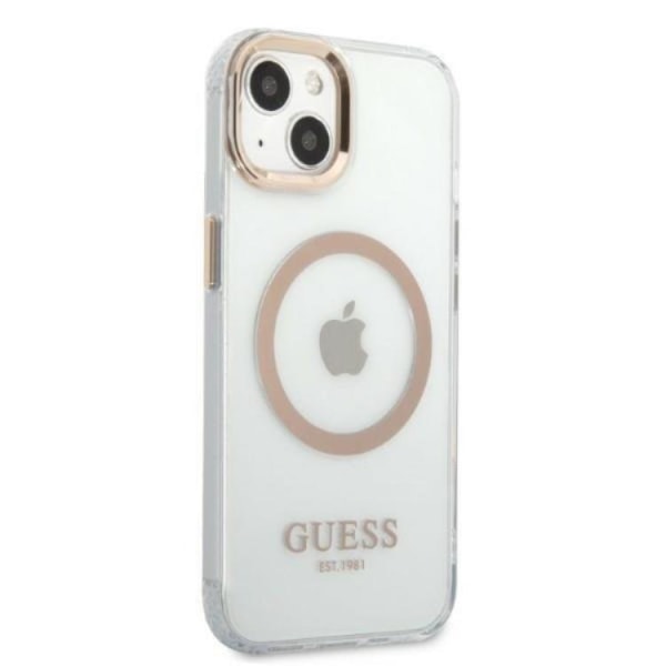 Guess iPhone 13 Cover Magsafe Metal Outline - Guld