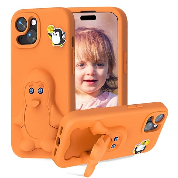 Penguin Mobilskal till iPhone 14/13 Kickstand Stöttålig EVA - Orange
