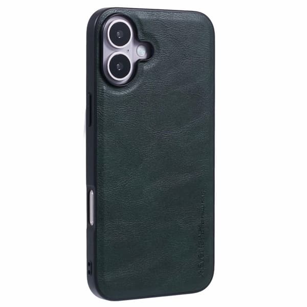 X-LEVEL Bojue-3 Mobilskal till iPhone 16 Anti-Scratch Läder Grön