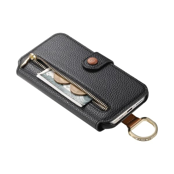 iPhone 17 Pro Konstläder Plånboksfodral RFID-Skydd Zipper - Svart Svart
