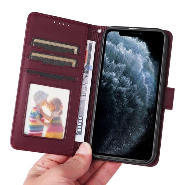 BETOPNICE iPhone 11 Pro Plånboksfodral Detachable Konstläder - Vinröd