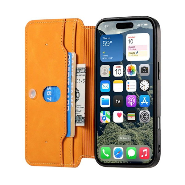 CASENEO iPhone 16 Pro Max Plånboksfodral Konstläder - Gul
