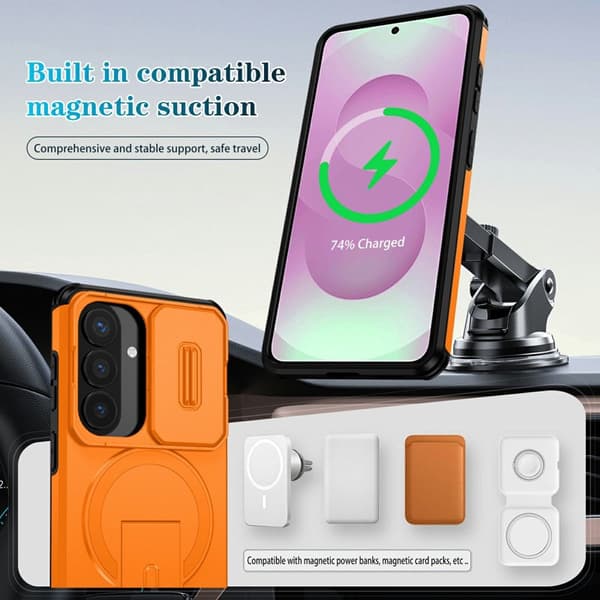 Mobilskal för Samsung Galaxy S26 Magnetiskt Kickstand PC + TPU - Orange
