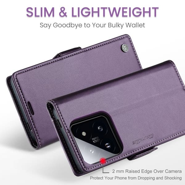 CASEME Xiaomi 14 Pro Plånboksfodral Konstläder RFID-Skydd Lila