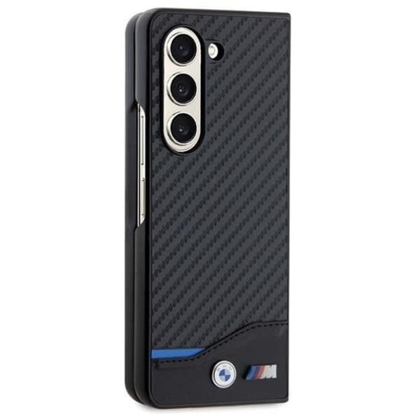 BMW Galaxy Z Fold 5 Mobilskal Läder Carbon - Musta Black