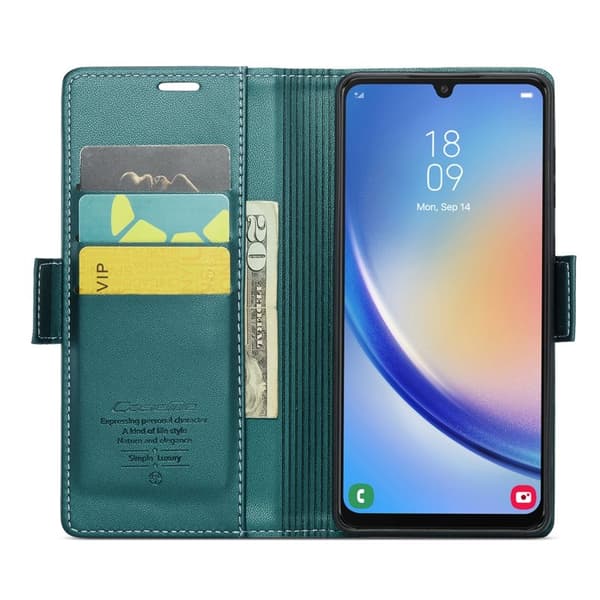 CASEME Plånboksfodral Konstläder för Samsung Galaxy A34 5G - Grön